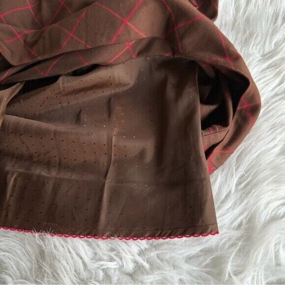 Maeve Dress Brown Red Plaid Silk Cotton Sleeveless Preppy Cocktail Wedding Sz 6 - Picture 5 of 9